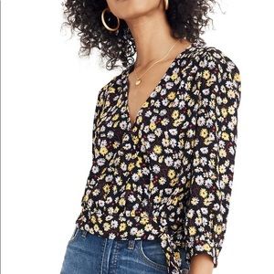 Madewell daisy floral wrap top